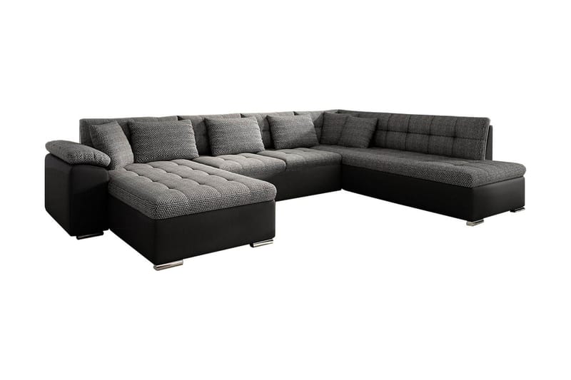Niko U-Bäddsoffa 350x205x76 cm Divan Vänster - Grå/Svart - Möbler - Soffa - Bäddsoffa