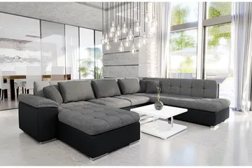 Niko U-Bäddsoffa 350x205x76 cm Divan Vänster - Grå/Svart - Möbler - Soffa - Bäddsoffa
