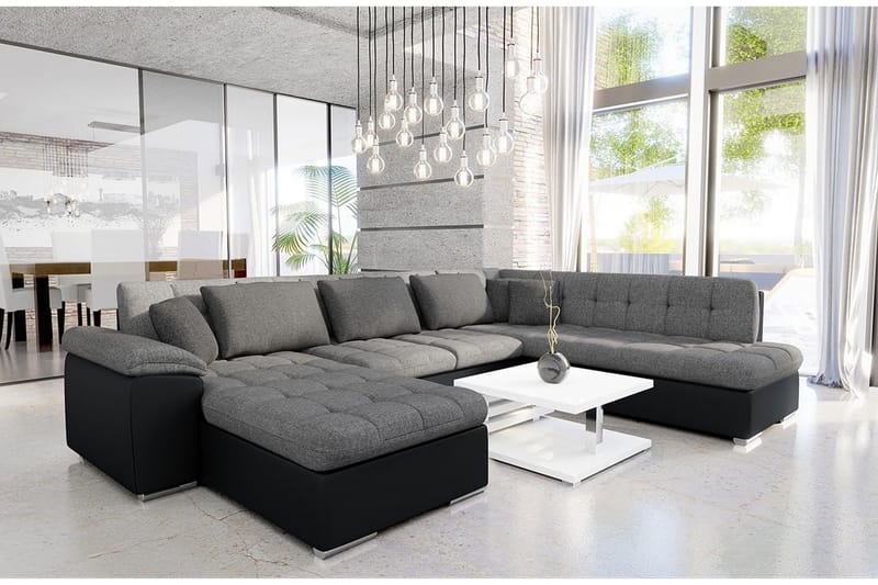 Niko U-Bäddsoffa 350x205x76 cm Divan Vänster - Grå/Svart - Möbler - Soffa - Bäddsoffa