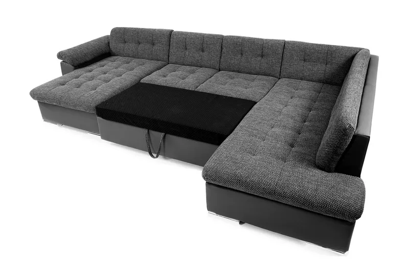 Niko U-Bäddsoffa 350x205x76 cm Divan Vänster - Grå/Svart - Möbler - Soffa - Bäddsoffa