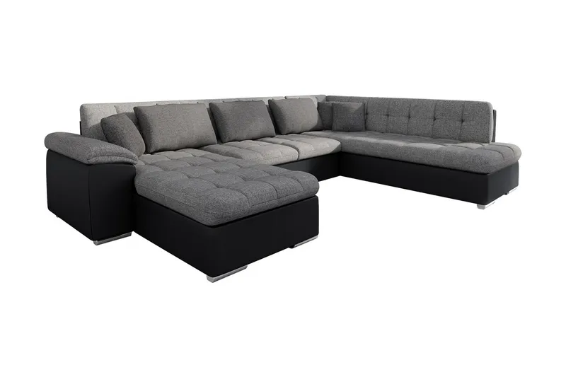 Niko U-Bäddsoffa 350x205x76 cm Divan Vänster - Grå/Svart - Möbler - Soffa - Bäddsoffa