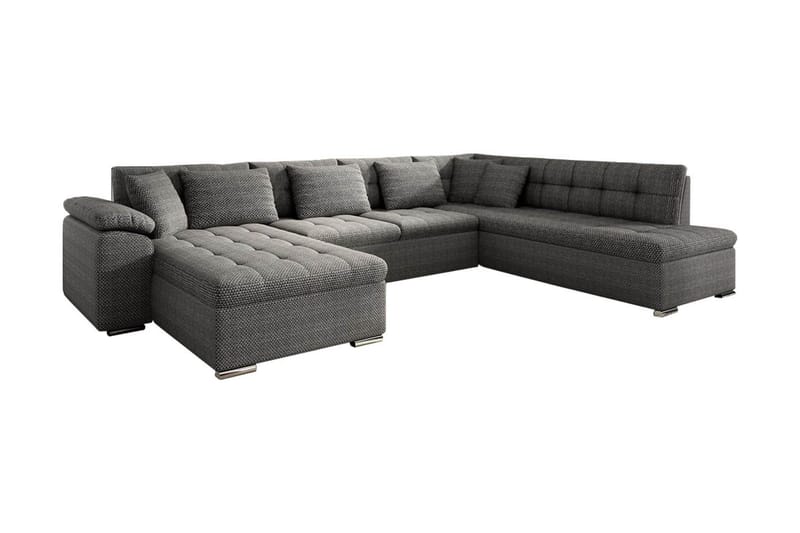 Niko U-Bäddsoffa 350x205x76 cm Divan Vänster - Mörkgrå - Bäddsoffa - Bäddsoffa divan