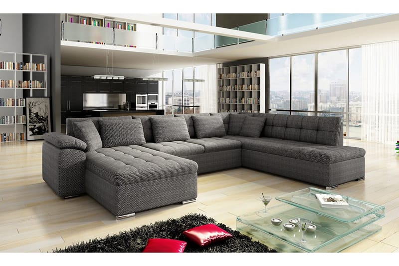 Niko U-Bäddsoffa 350x205x76 cm Divan Vänster - Mörkgrå - Möbler - Soffa - Bäddsoffa