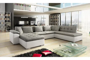 Niko U-Bäddsoffa 350x205x76 cm Divan Vänster - Vit/Grå - Möbler - Soffa - Bäddsoffa