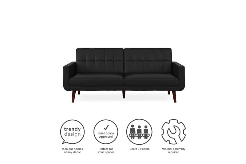 Nola 3-sits Bäddsoffa Konstläder/Svart - Dorel Home - Möbler - Soffa - Bäddsoffa - Längsbäddad bäddsoffa
