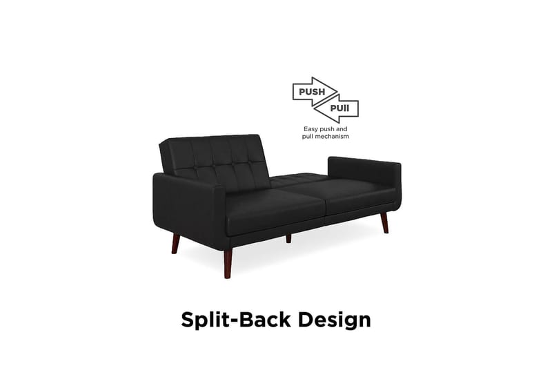 Nola 3-sits Bäddsoffa Konstläder/Svart - Dorel Home - Möbler - Soffa - Bäddsoffa - Längsbäddad bäddsoffa