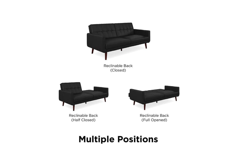 Nola 3-sits Bäddsoffa Konstläder/Svart - Dorel Home - Möbler - Soffa - Bäddsoffa - Längsbäddad bäddsoffa