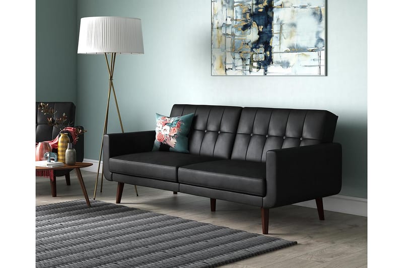 Nola 3-sits Bäddsoffa Konstläder/Svart - Dorel Home - Möbler - Soffa - Bäddsoffa - Längsbäddad bäddsoffa