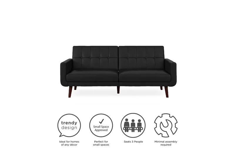 Nola 3-sits Bäddsoffa Konstläder/Svart - Dorel Home - Möbler - Soffa - Bäddsoffa - Längsbäddad bäddsoffa
