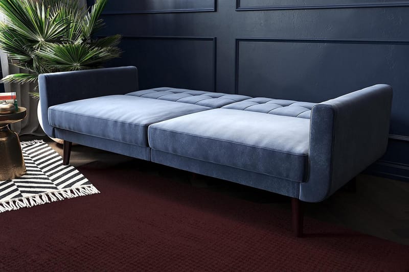 Nola 3-sits Bäddsoffa Sammet/Blå - Dorel Home - Möbler - Soffa - Bäddsoffa - Längsbäddad bäddsoffa