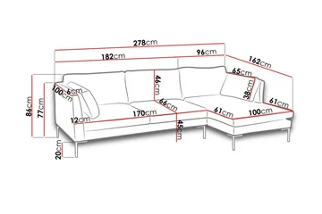 Ocean 3-sits Hörnbäddsoffa Vänster med Divan i Sammet - Rosa - Möbler - Soffa - Sammetssoffa