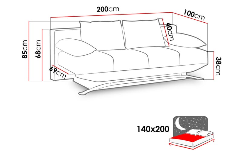 Olier Soffa - Vit - Bäddsoffa - Bäddsoffa 3 sits