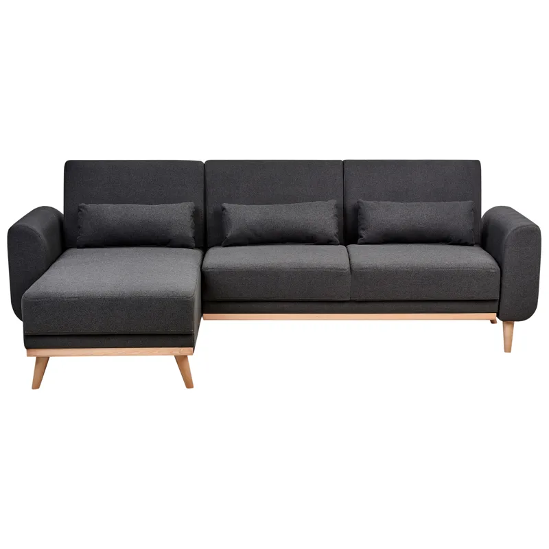 Ollsta 3-sits Vänstervänd Längsbäddad Bäddsoffa 100x216 cm i Tyg, Antracit