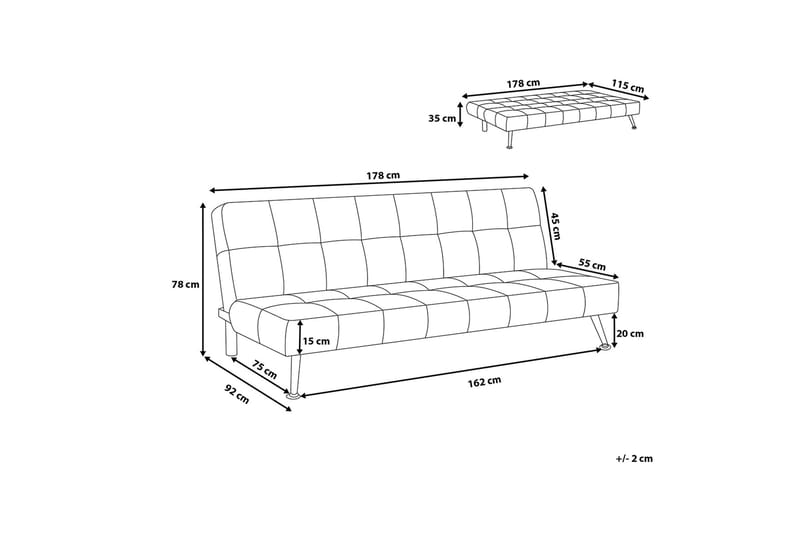 Olsker Bäddsoffa 178 cm - Grå - Bäddsoffa - Bäddsoffa 3 sits