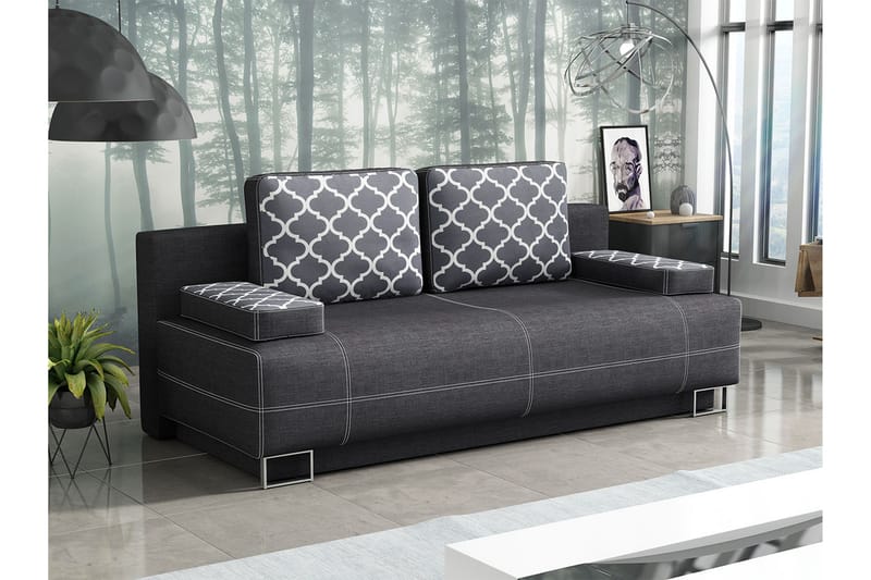 Optima Bäddsoffa 200x90x90 cm - Svart/Grå - Bäddsoffa - Bäddsoffa 4 sits