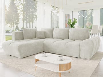 Ostra 4-sits Bäddsoffa divan med vänster förvaring - Beige - Möbler - Soffa - Bäddsoffa
