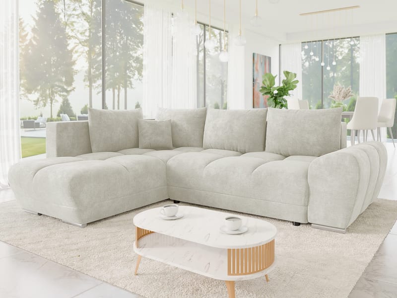 Ostra 4-sits Bäddsoffa divan med vänster förvaring - Beige - Möbler - Soffa - Bäddsoffa