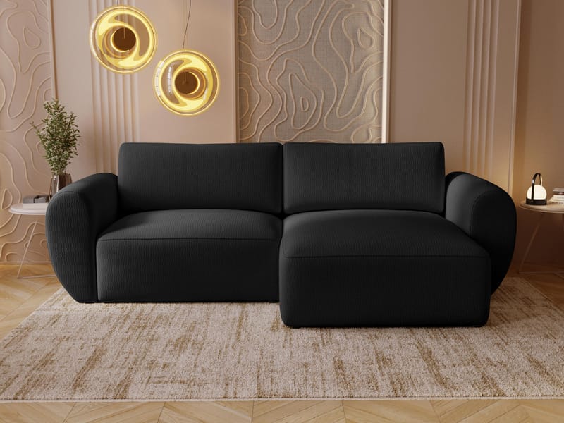 Osvar 3-sits Bäddsoffa med Divan Höger och Förvaring - Svart - Möbler - Soffa - Bäddsoffa
