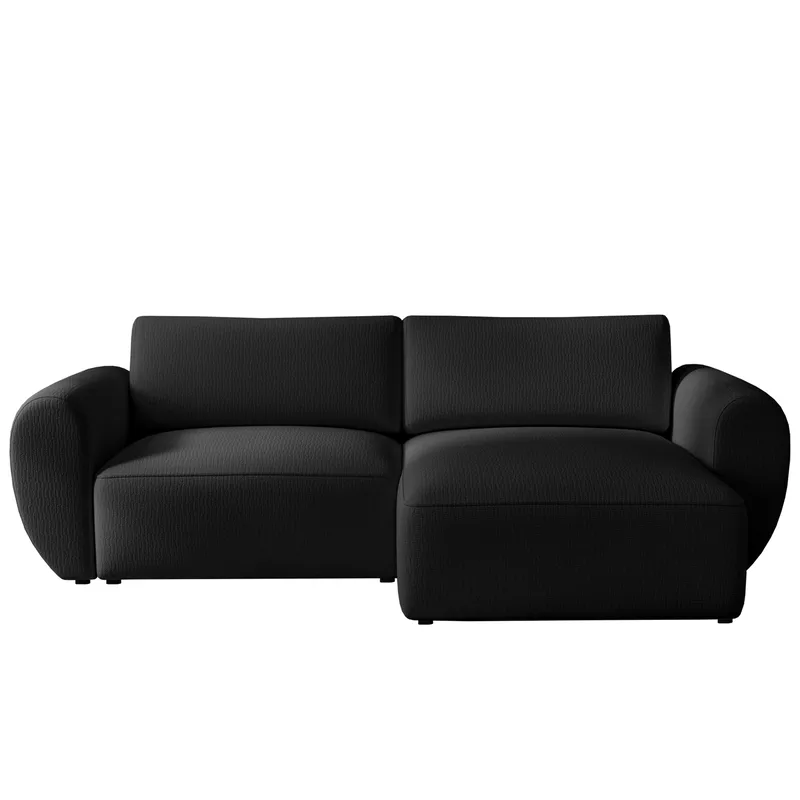 Osvar 3-sits Bäddsoffa med Divan Höger och Förvaring, Svart