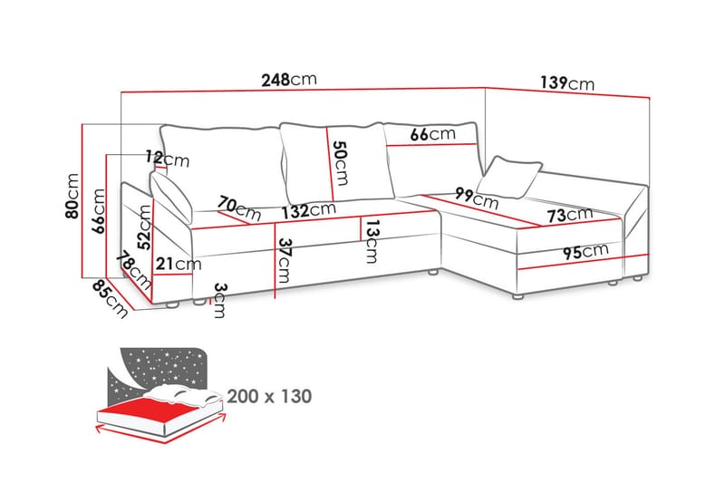 Ovadia 4-sits Bäddsoffa Höger - Grön - Bäddsoffa - Bäddsoffa divan - Sammetssoffa