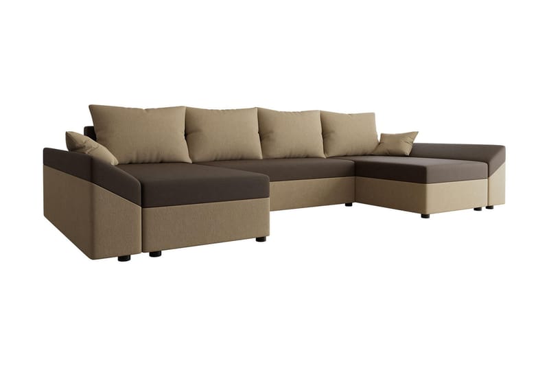 Ovadia 5-sits Bäddsoffa - Brun/Beige - Bäddsoffa - Bäddsoffa divan - Sammetssoffa