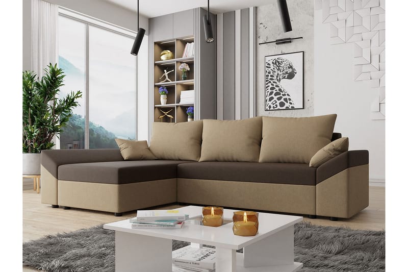 Ovadia 5-sits Bäddsoffa - Brun/Beige - Möbler - Soffa - Bäddsoffa