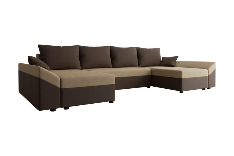 Ovadia 5-sits Bäddsoffa - Brun/Beige - Bäddsoffa - Bäddsoffa divan - Sammetssoffa