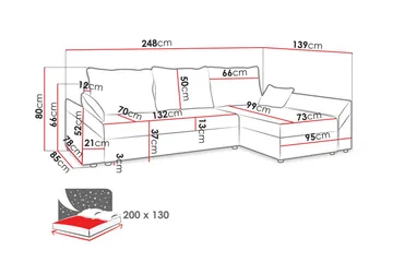 Ovadia 5-sits Bäddsoffa - Svart/Röd - Möbler - Soffa - Bäddsoffa