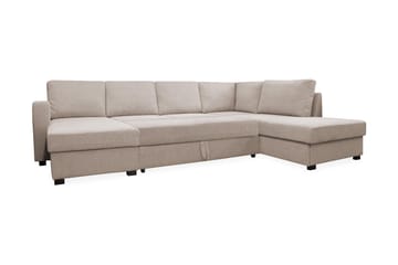 Paris 4-sits Höger U-formad Bäddsoffa 143x277 cm med Förvaring i Tyg - Ljusbeige - Möbler - Soffa - Bäddsoffa