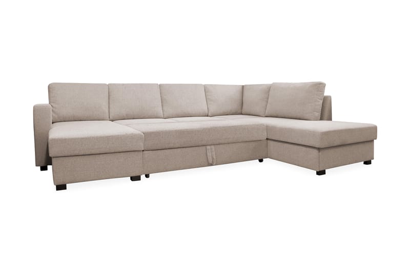 Paris 4-sits Höger U-formad Bäddsoffa 143x277 cm med Förvaring i Tyg - Ljusbeige - Möbler - Soffa - Bäddsoffa