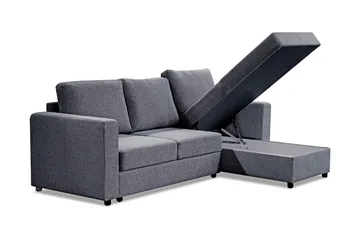 Paris Bäddsoffa 3-sits med Divan Vändbar - Grå - Möbler - Soffa - Bäddsoffa