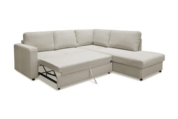 Paris Höger L-formad Bäddsoffa 143x203 cm med Förvaring i Tyg - Ljusbeige - Möbler - Soffa - Bäddsoffa