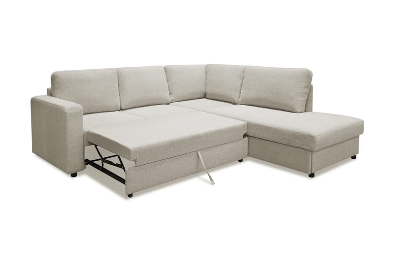 Paris Höger L-formad Bäddsoffa 143x203 cm med Förvaring i Tyg - Ljusbeige - Möbler - Soffa - Bäddsoffa