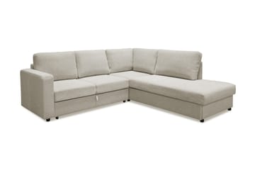 Paris Höger L-formad Bäddsoffa 143x203 cm med Förvaring i Tyg - Ljusbeige - Möbler - Soffa - Bäddsoffa