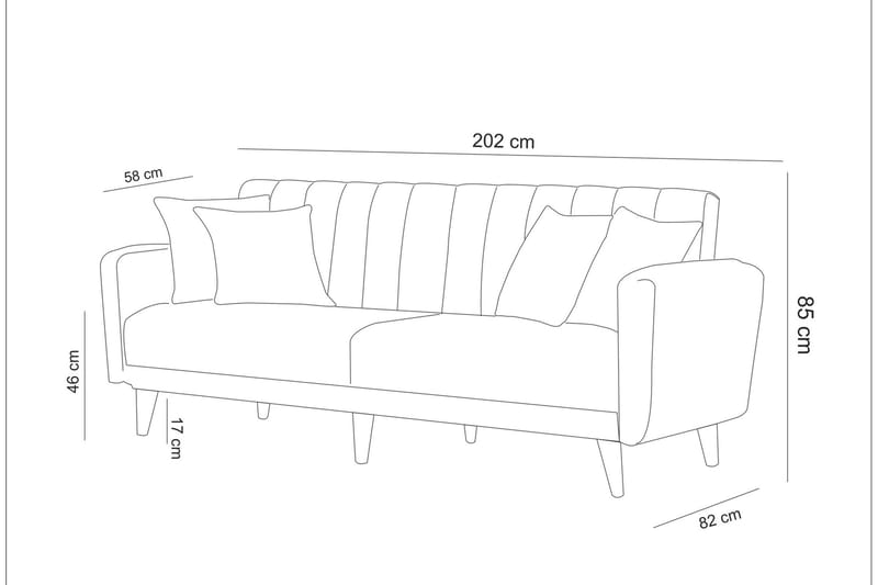 Pattyn Bäddsoffa 3-sits - Grå - Bäddsoffa - Bäddsoffa 3 sits