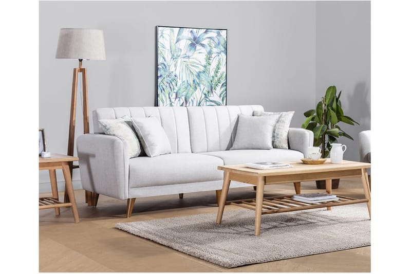 Pattyn Bäddsoffa i Tyg med Träben - Beige - Möbler - Soffa - Bäddsoffa