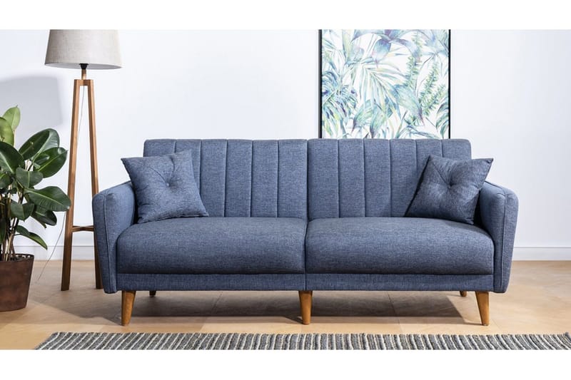 Pattyn Bäddsoffa i Tyg med Träben - Blå - Möbler - Soffa - Bäddsoffa