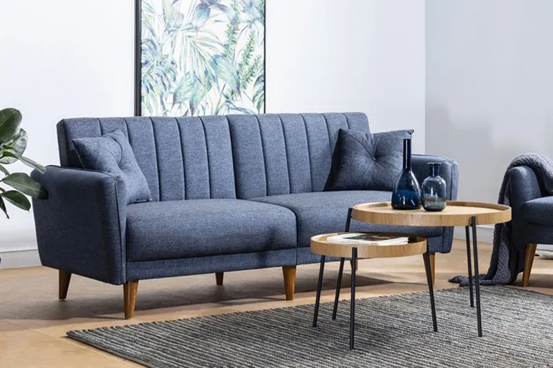 Pattyn Bäddsoffa i Tyg med Träben - Blå - Möbler - Soffa - Bäddsoffa