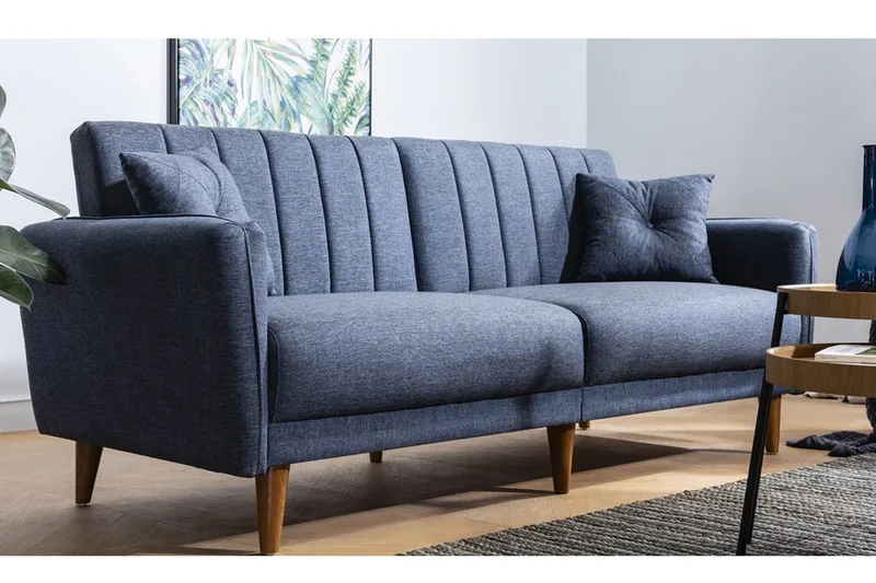 Pattyn Bäddsoffa i Tyg med Träben - Blå - Möbler - Soffa - Bäddsoffa