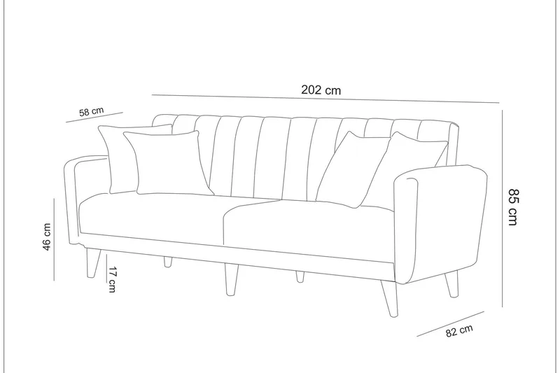 Pattyn Bäddsoffa i Tyg med Träben - Grå - Möbler - Soffa - Bäddsoffa