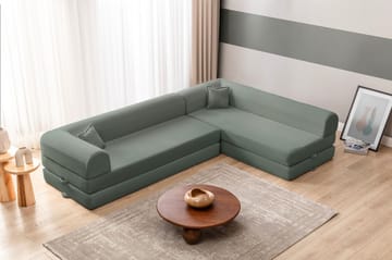 Pento L-formad Hörnbäddsoffa 190x280 cm i Plysch och Textil - Grön - Möbler - Soffa - Bäddsoffa