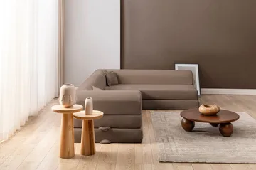 Pento L-formad Hörnbäddsoffa 190x280 cm i Plysch och Textil - Beige - Möbler - Soffa - Bäddsoffa