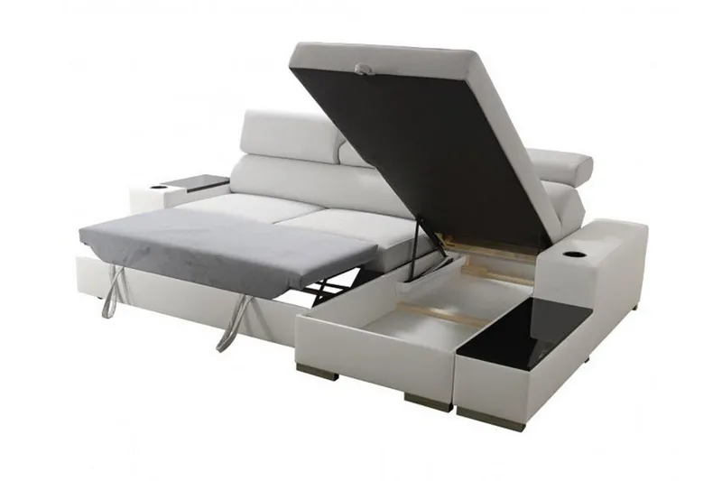 Pereso Hörnsoffa Vänster LED-belysning - Grå - Möbler - Soffa - Bäddsoffa