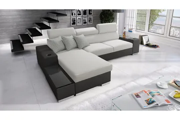 Pereso Hörnsoffa Vänster LED-belysning - Grå - Möbler - Soffa - Bäddsoffa