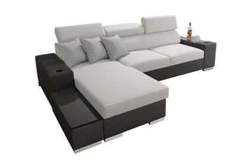 Pereso Hörnsoffa Vänster LED-belysning - Grå - Möbler - Soffa - Bäddsoffa