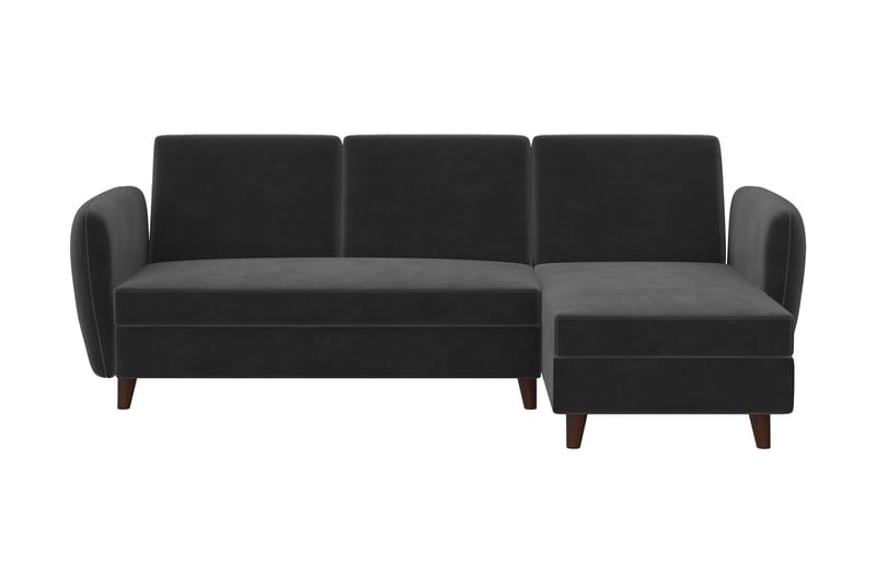 Perry 3-sits Divanbäddsoffa Ställbar Sammet/Grå/Trä - Novogratz - Bäddsoffa - Sammetssoffa - Bäddsoffa divan