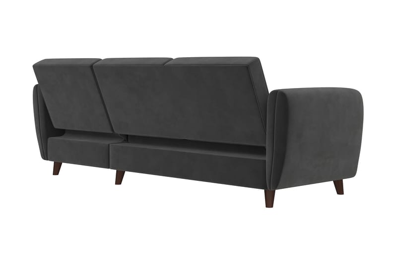 Perry 3-sits Divanbäddsoffa Ställbar Sammet/Grå/Trä - Novogratz - Möbler - Soffa - Bäddsoffa