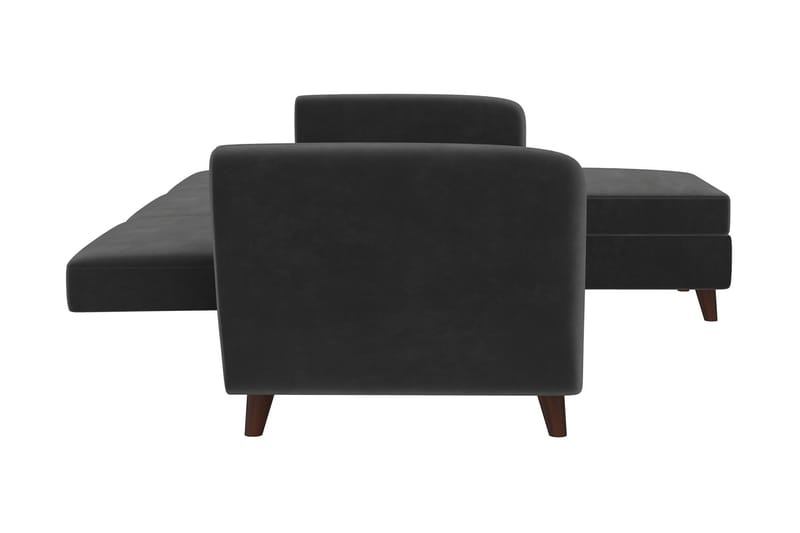 Perry 3-sits Divanbäddsoffa Ställbar Sammet/Grå/Trä - Novogratz - Möbler - Soffa - Bäddsoffa