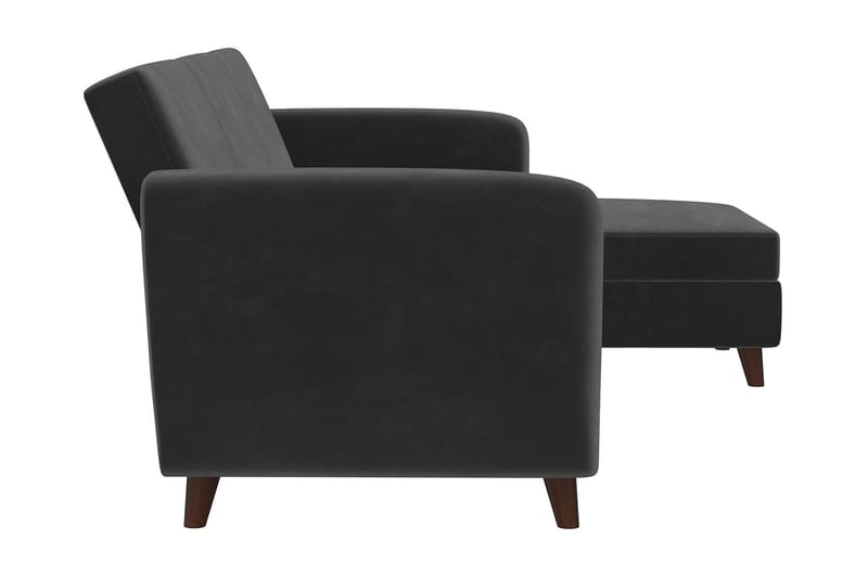 Perry 3-sits Divanbäddsoffa Ställbar Sammet/Grå/Trä - Novogratz - Möbler - Soffa - Bäddsoffa