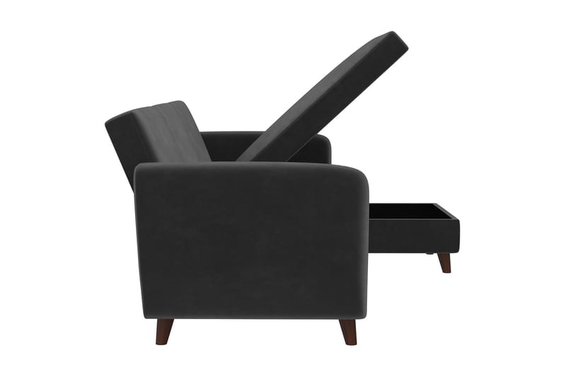 Perry 3-sits Divanbäddsoffa Ställbar Sammet/Grå/Trä - Novogratz - Möbler - Soffa - Bäddsoffa